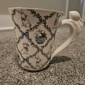 Charming Bunny Pattern Mug With Bunny Handle EASTER Bunny Rabbit